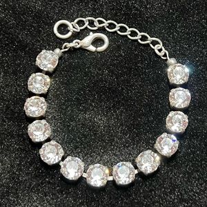 Sparkle Clear Chunky Rhinestone Bracelet Silver-Tone 6 1/2 to 8 1/2 inches